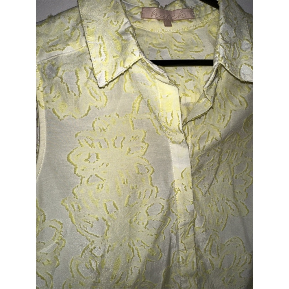 Hutch Dress Sleeveless Yellow Floral Size Small button Up Collar Neck NYC - Picture 3 of 12